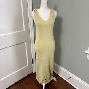 Free People Beach Sleeveless Maxi Dress Yellow Ribbed Stretchy Size XS